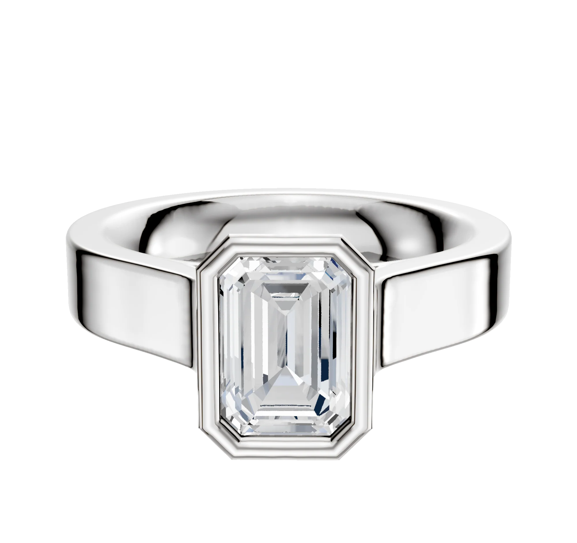 Platinum Bezel Full Bezel North/South Cathedral Flat 4.0mm Engagement Ring