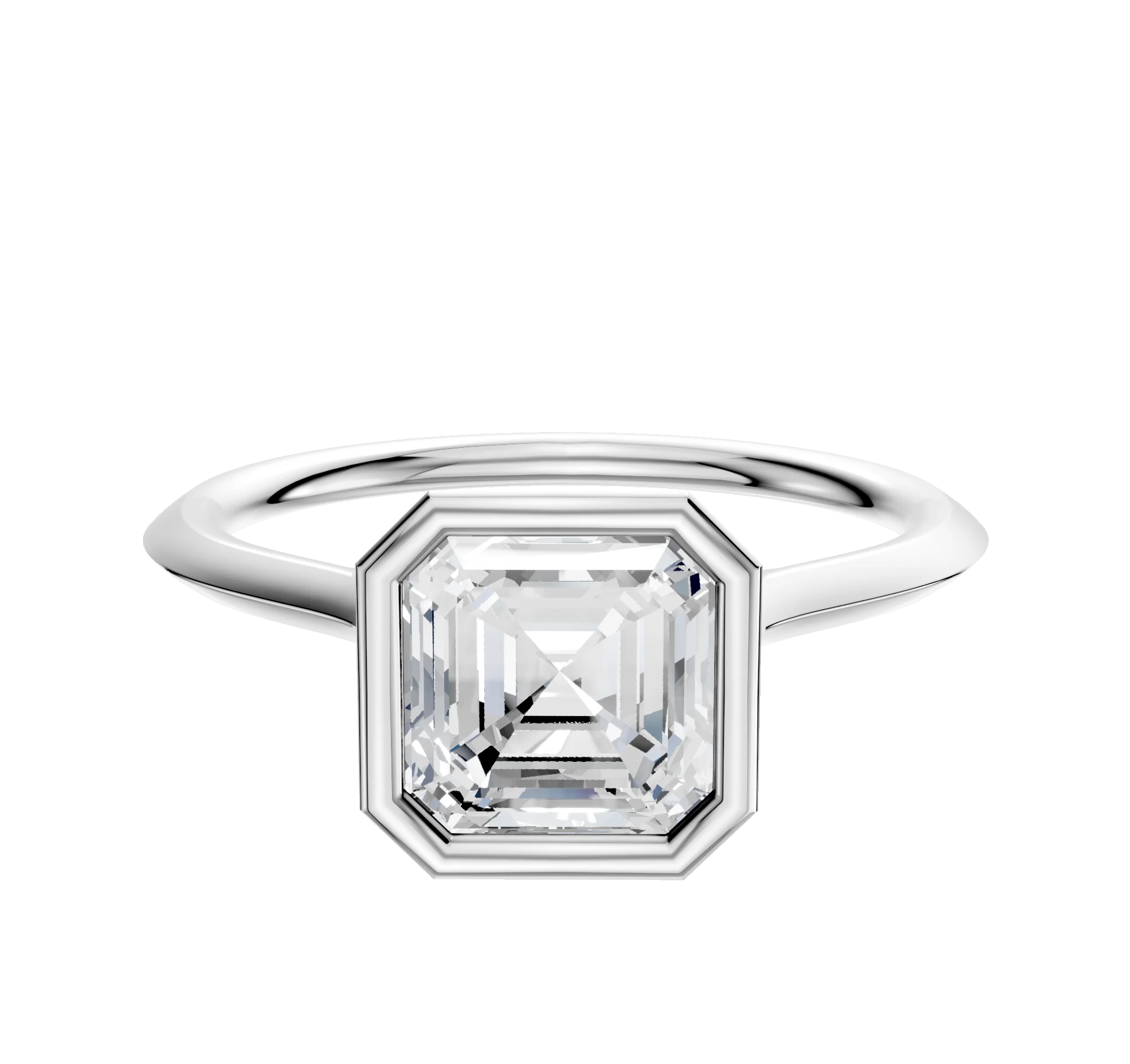 Platinum Bezel Full Bezel North/South Cathedral Knife Edge 1.5mm Engagement Ring