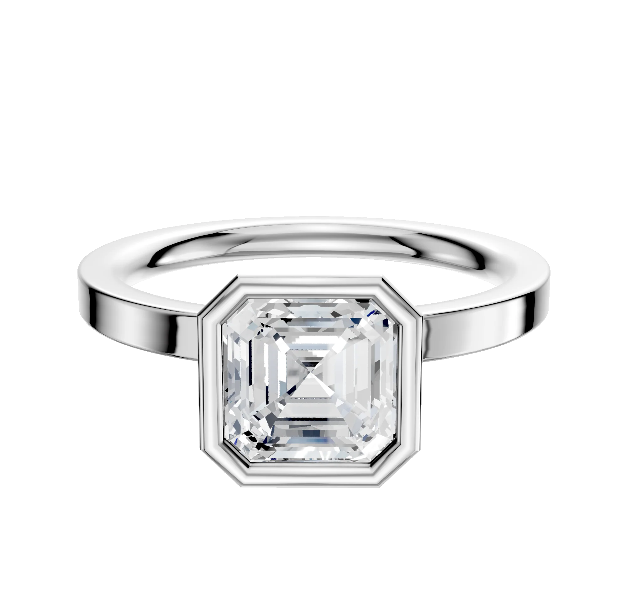 Platinum Bezel Full Bezel North/South Classic Flat 2.0mm Engagement Ring