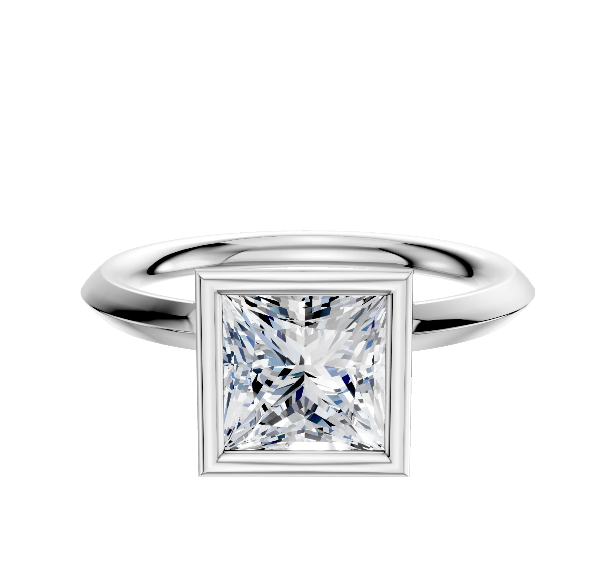 Platinum Bezel Full Bezel North/South Classic Knife Edge 2.0mm Engagement Ring
