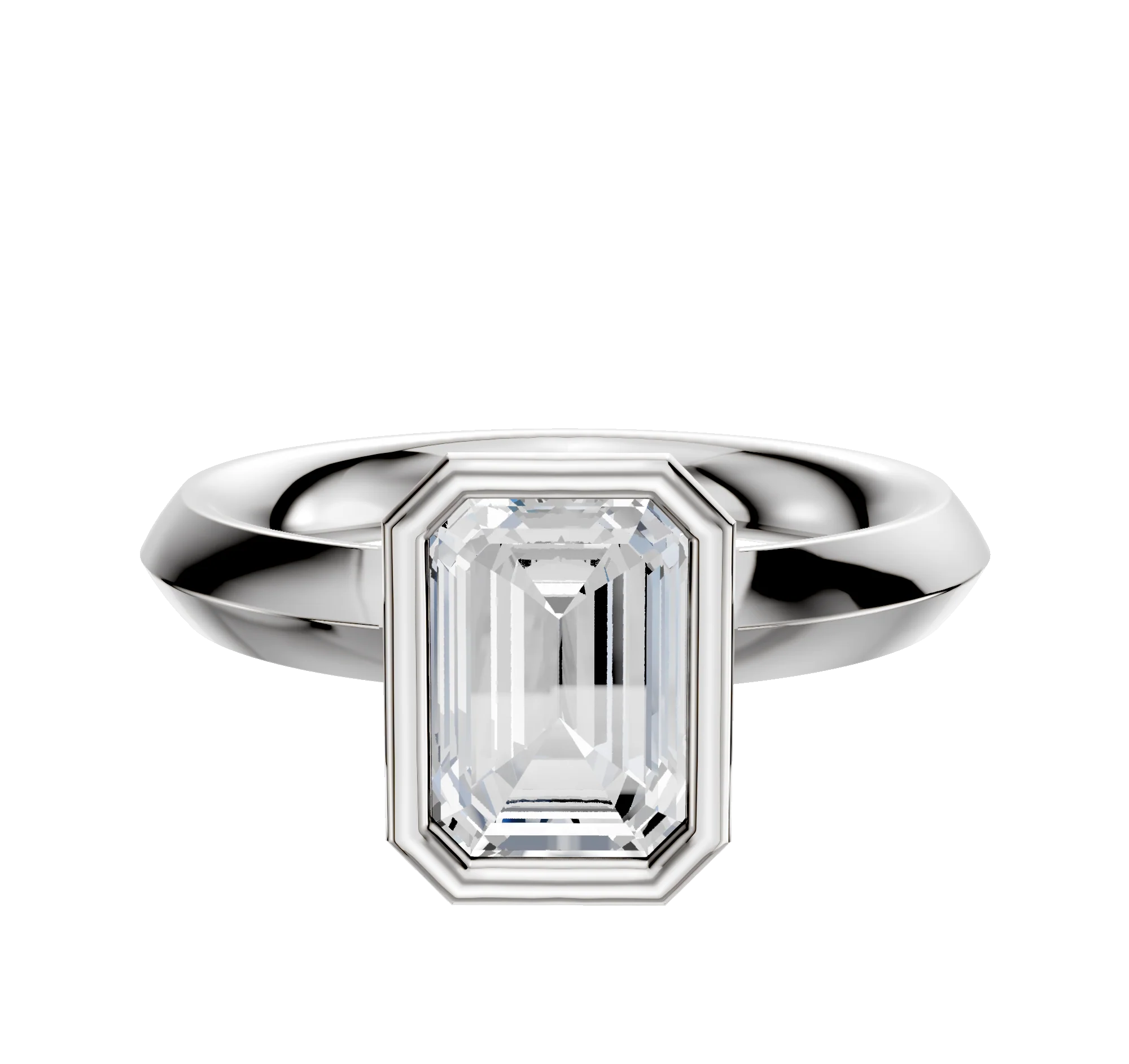 Platinum Bezel Full Bezel North/South Classic Knife Edge 3.0mm Engagement Ring
