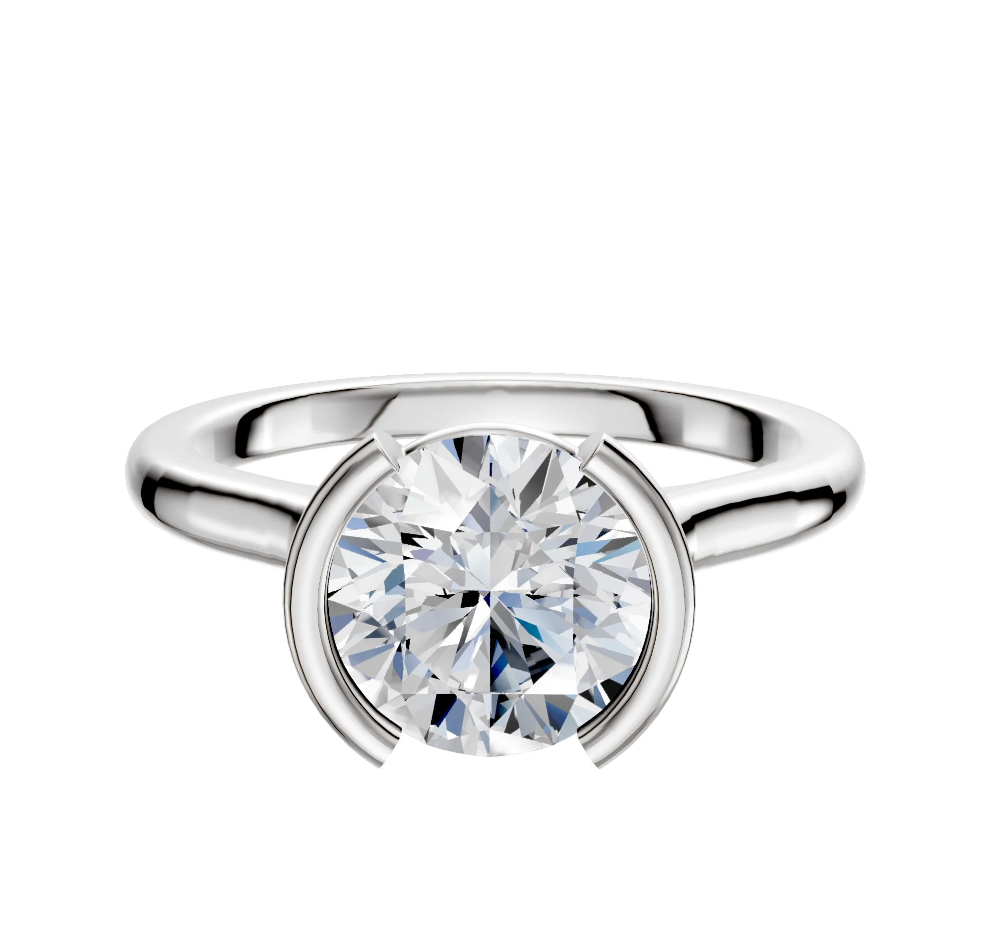 Platinum Bezel Half Bezel North/South Cathedral Dome 2.0mm Engagement Ring