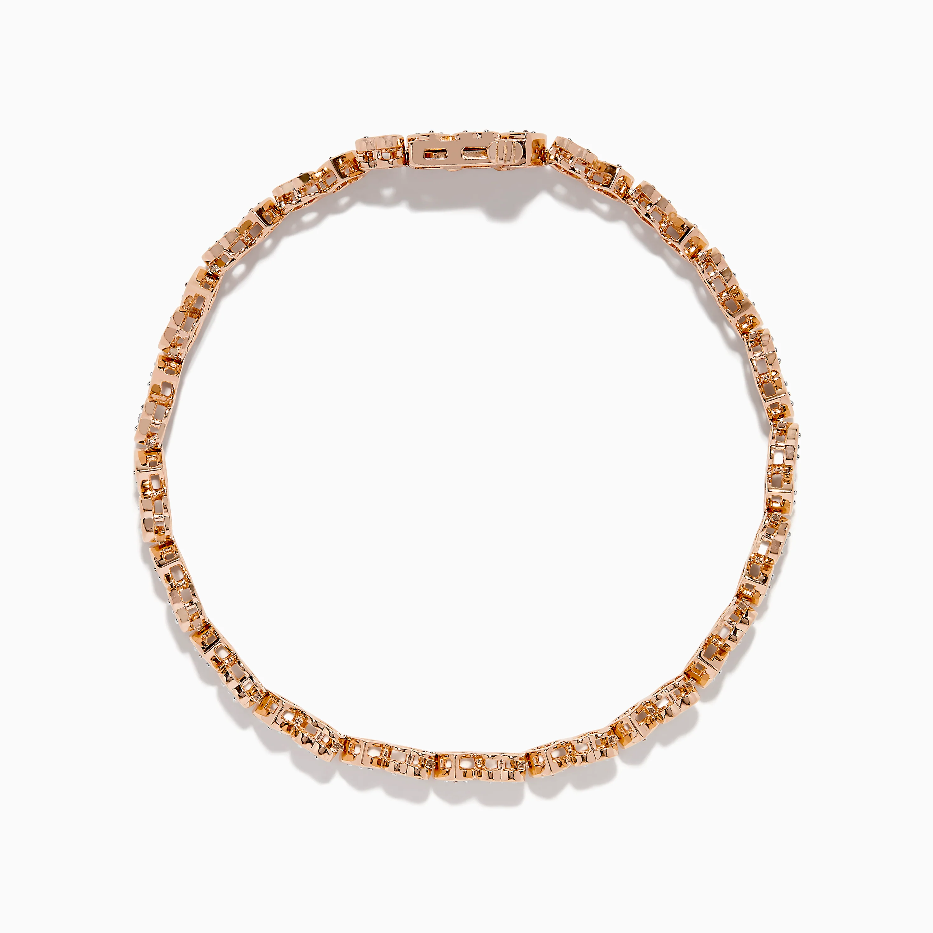 Rose Plated Sterling Silver Diamond Hearts Tennis Bracelet - Image 3