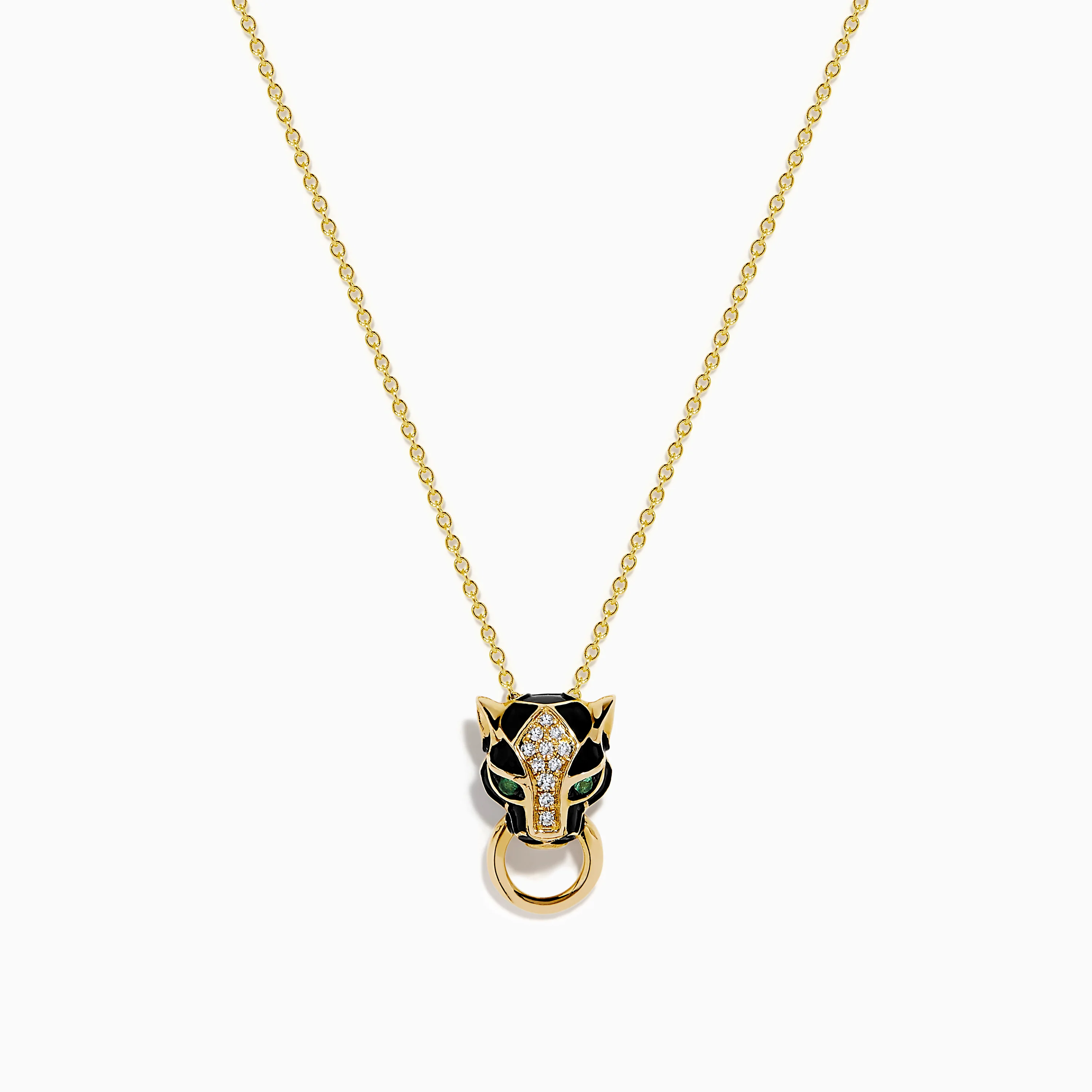 Signature 14K Yellow Gold Diamond and Rhodium Panther Pendant