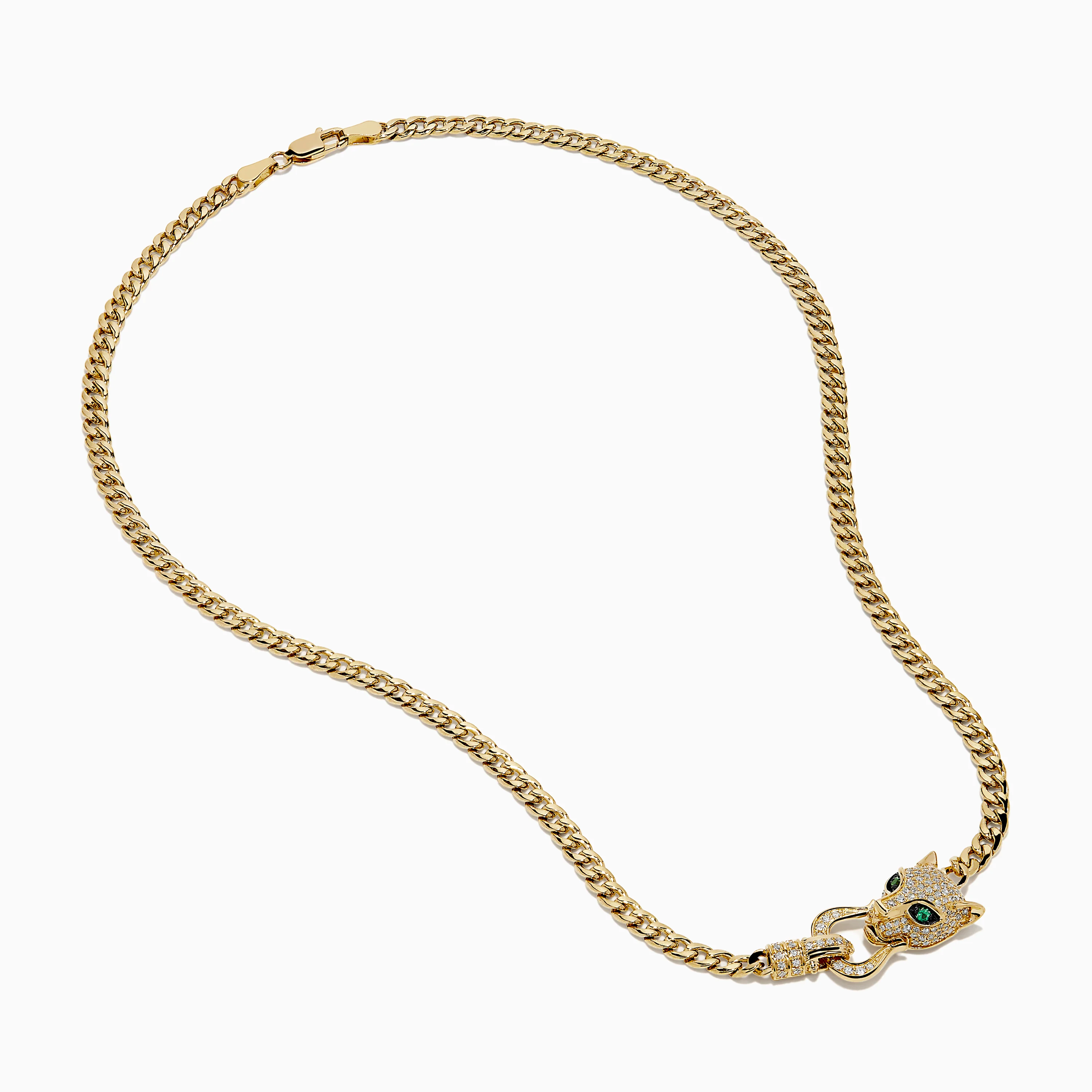 Signature 14K Yellow Gold Diamond Panther Cuban Chain Necklace - Image 2