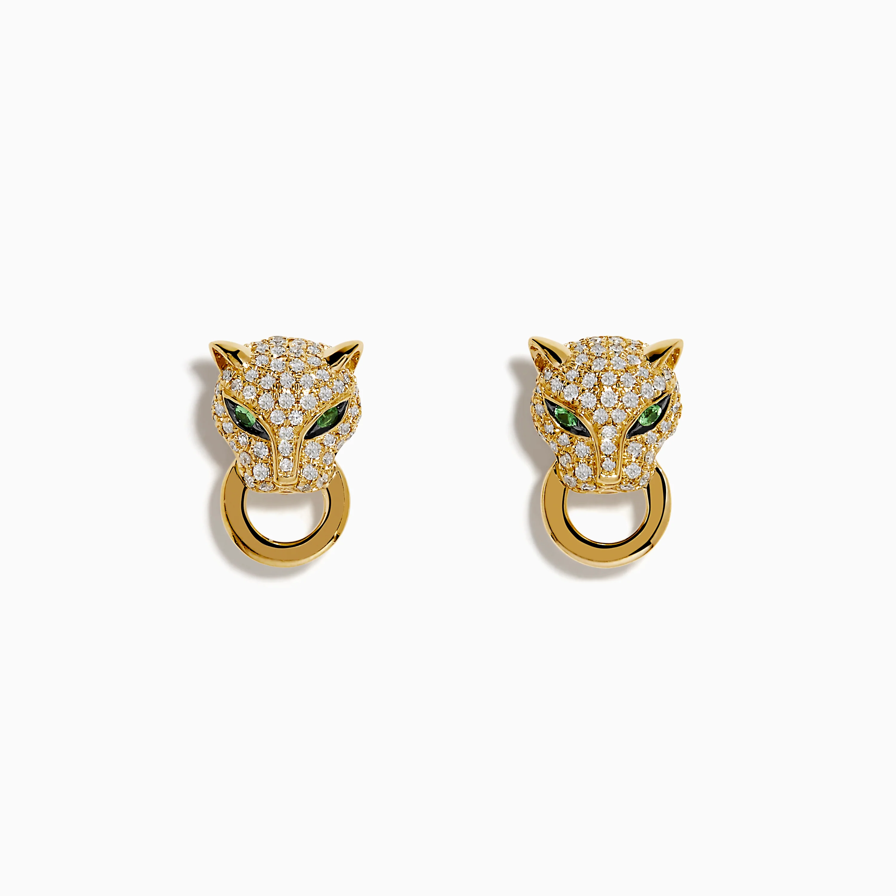 Signature 14K Yellow Gold Diamond Panther Earrings