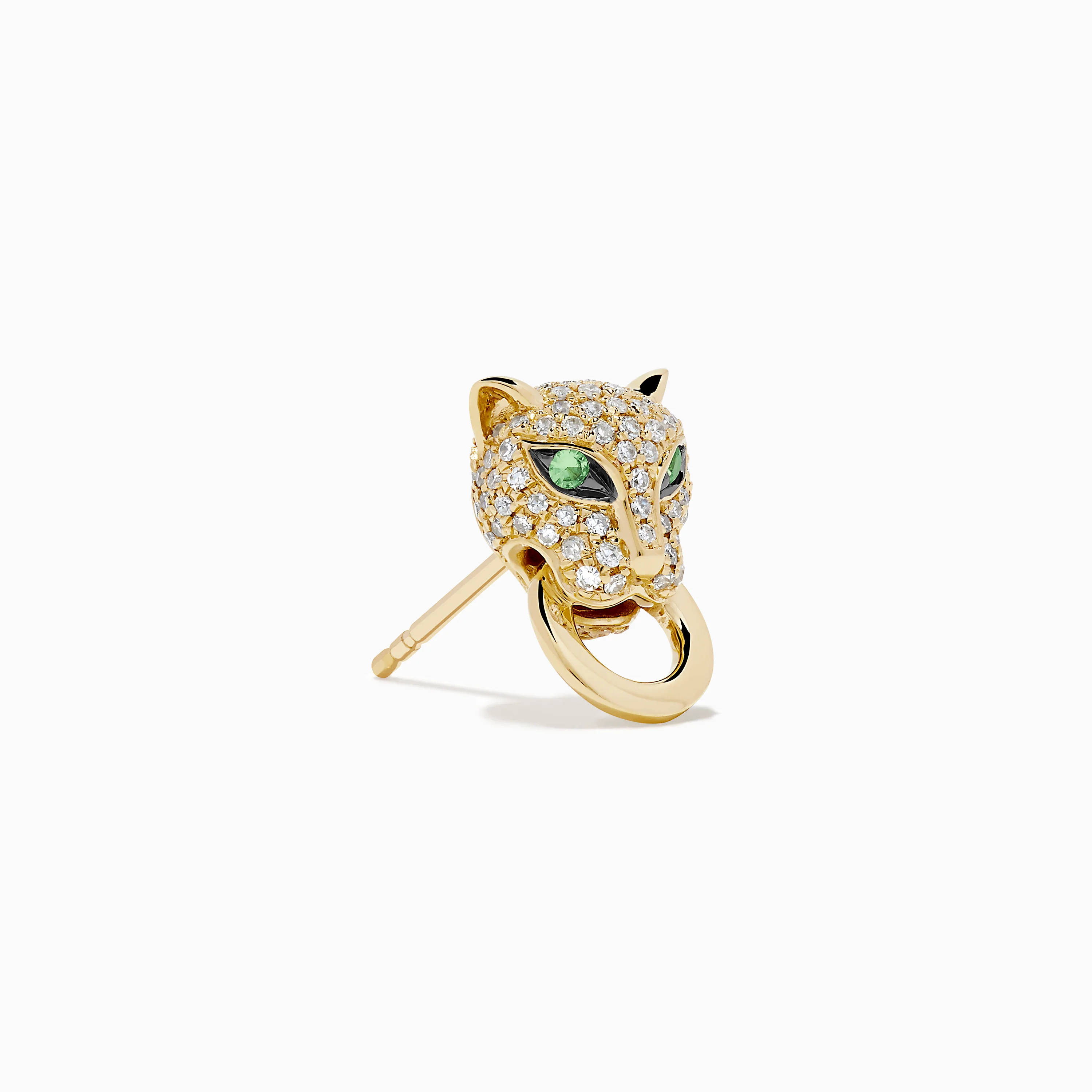 Signature 14K Yellow Gold Diamond Panther Earrings - Image 3