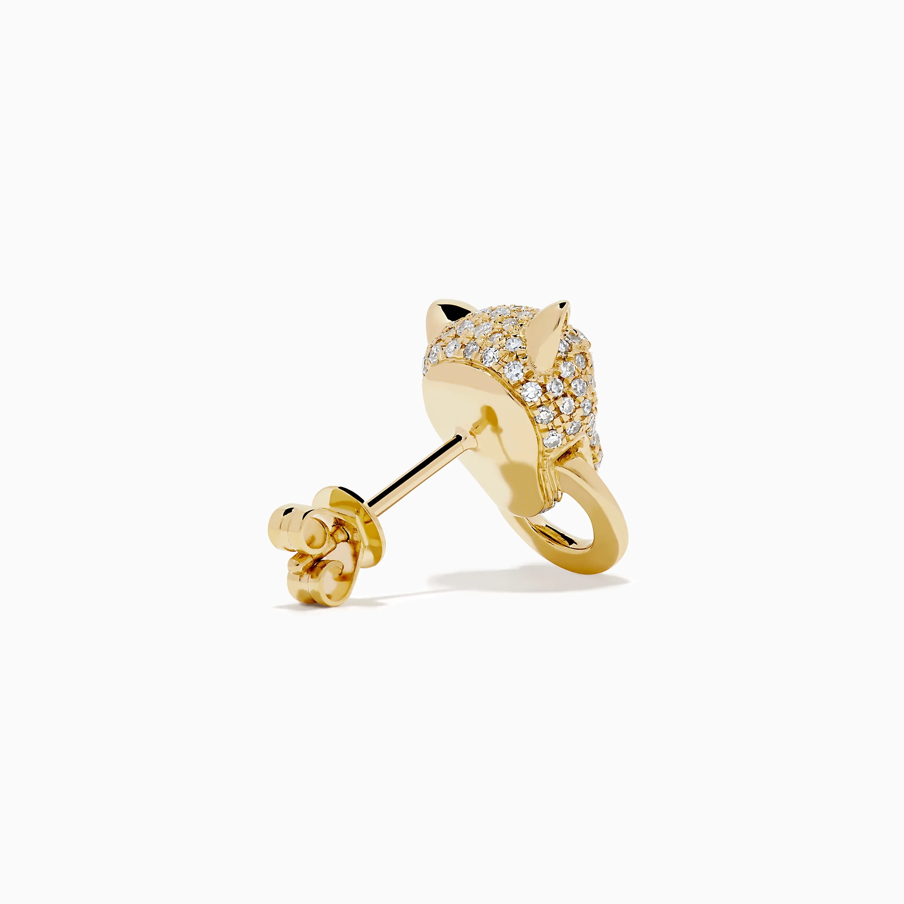 Signature 14K Yellow Gold Diamond Panther Earrings - Image 4