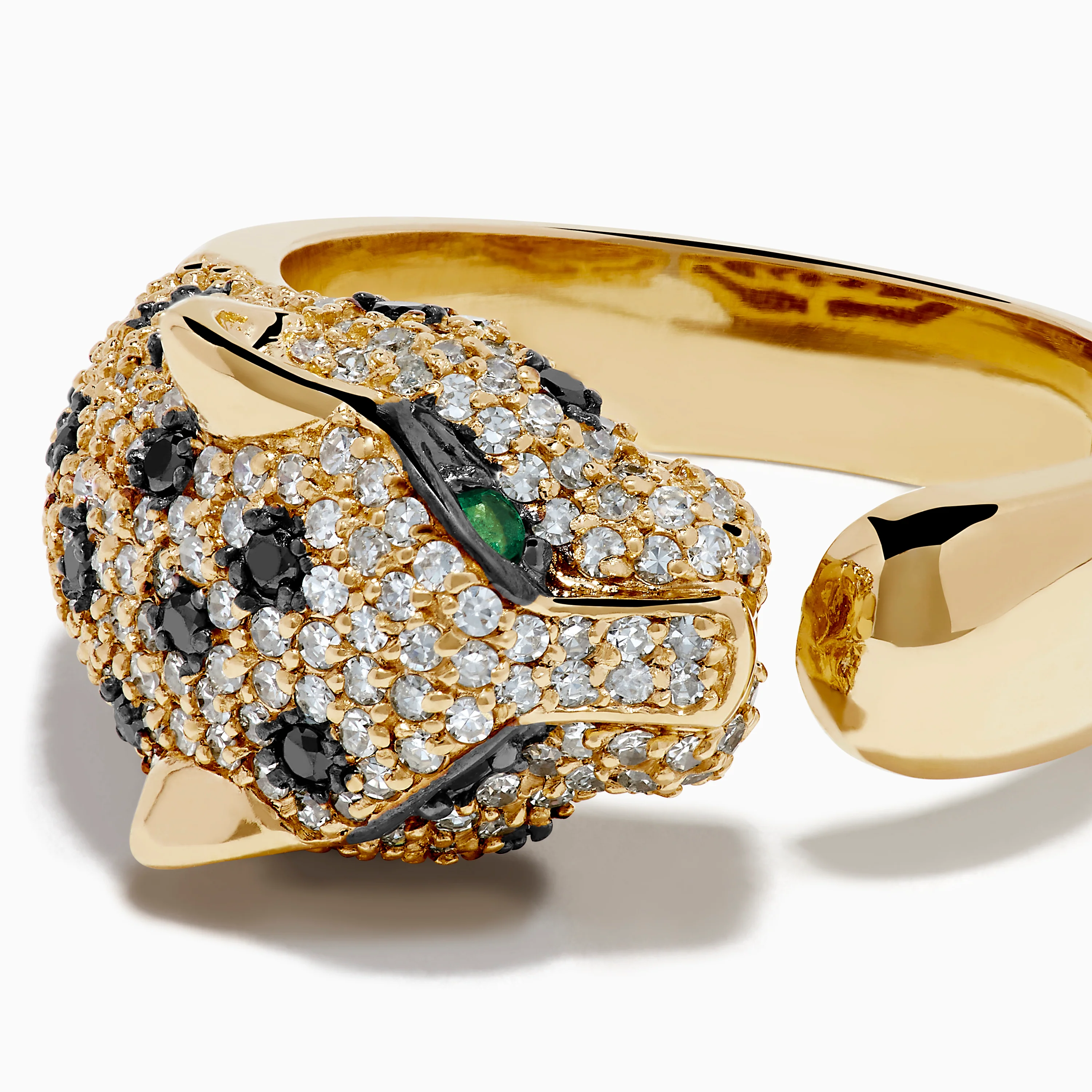 Signature 14K Yellow Gold Diamond Spotted Panther Ring - Image 2