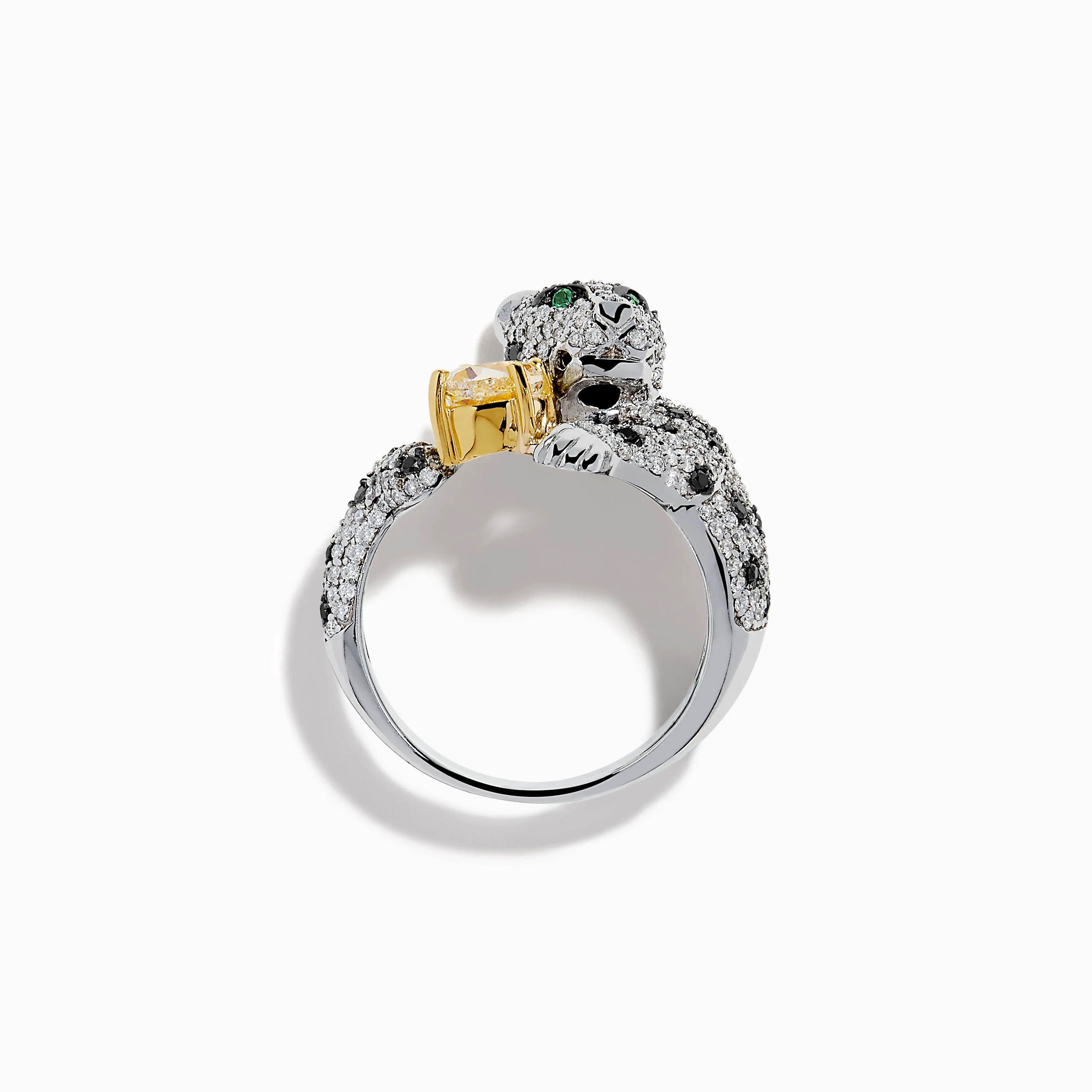 Signature 18K White Gold Yellow Diamond Panther Ring - Image 3