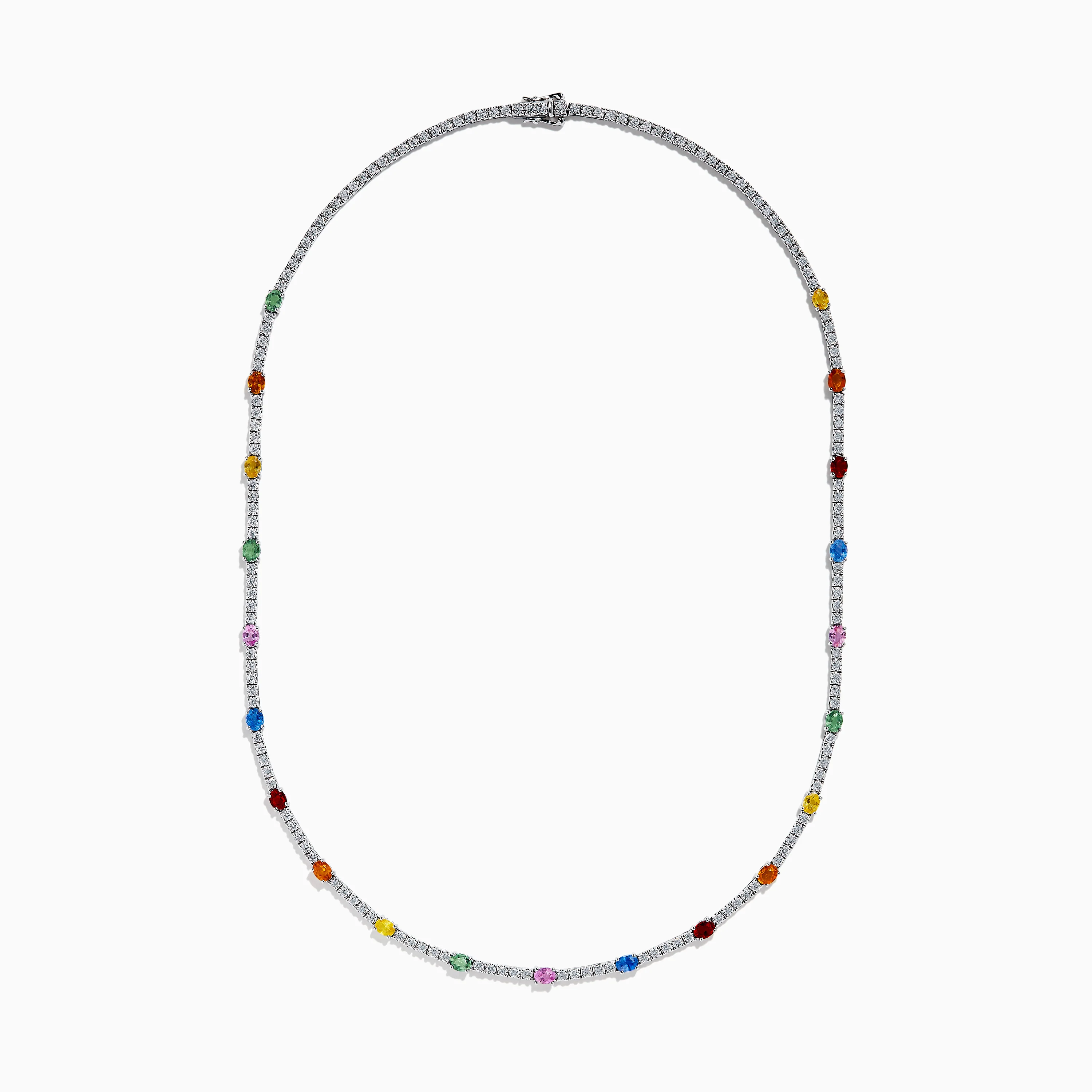 Watercolors 14K White Gold Multi Sapphire and Diamond Tennis Necklace - Image 3