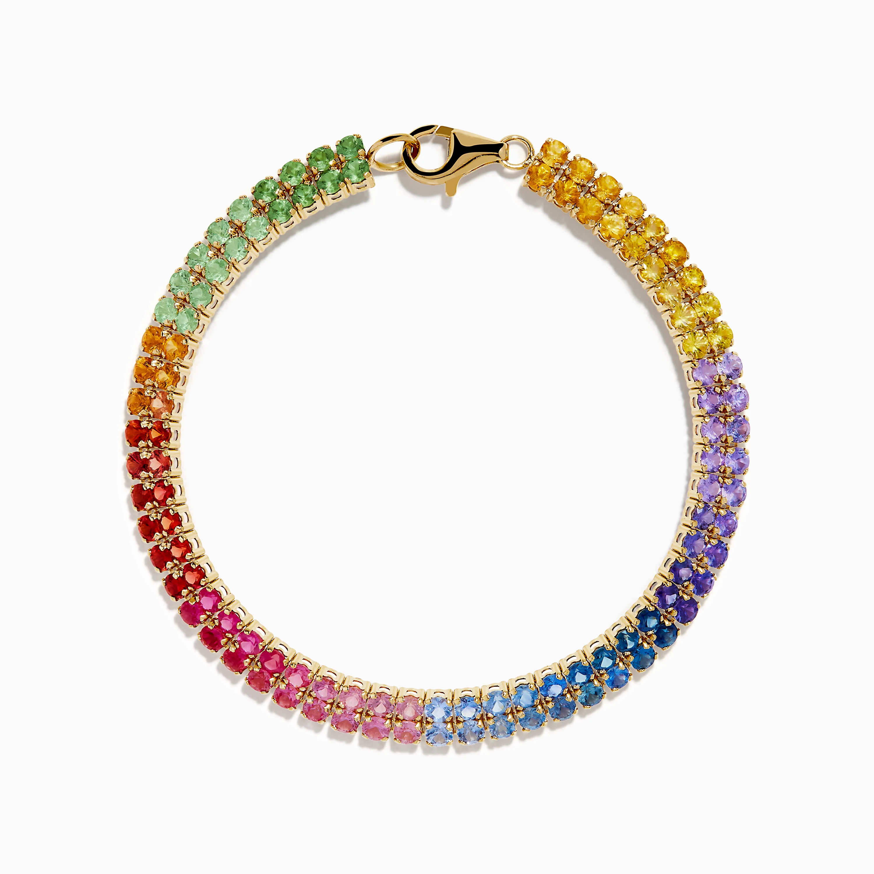Watercolors 14K Yellow Gold Multi Sapphire Double Lined Tennis Bracelet - Image 3