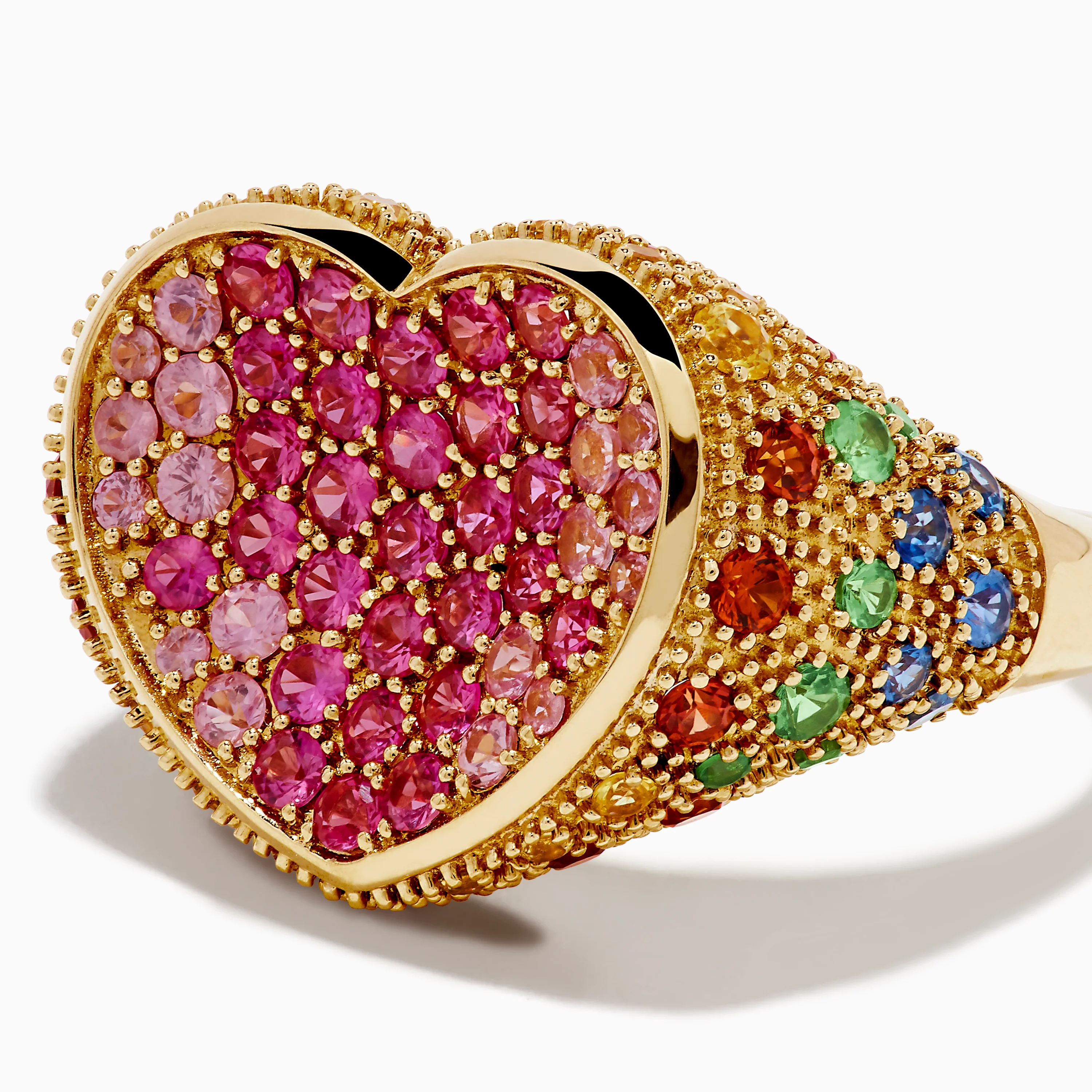 Watercolors 14K Yellow Gold Multi Sapphire Heart Ring - Image 2