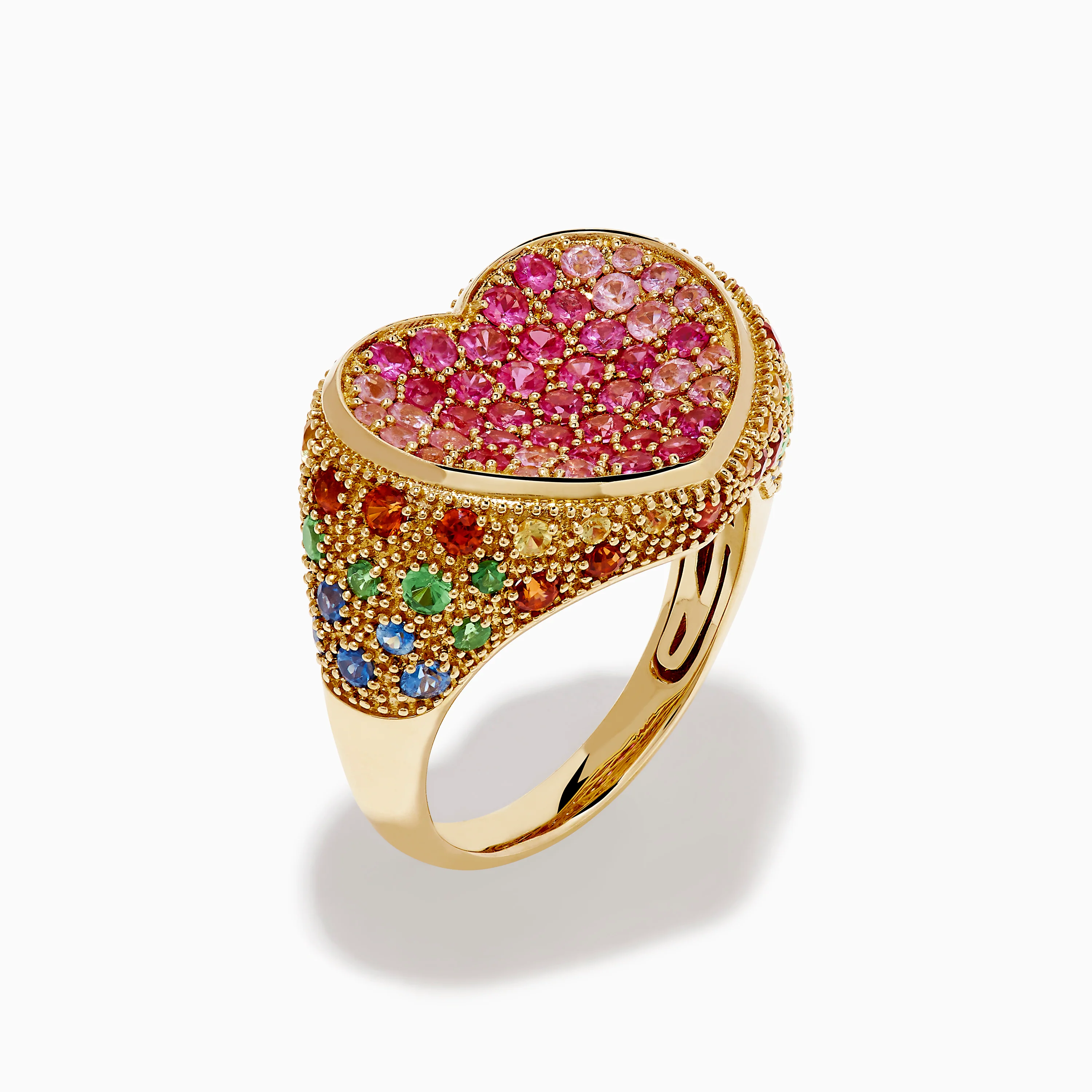 Watercolors 14K Yellow Gold Multi Sapphire Heart Ring - Image 4