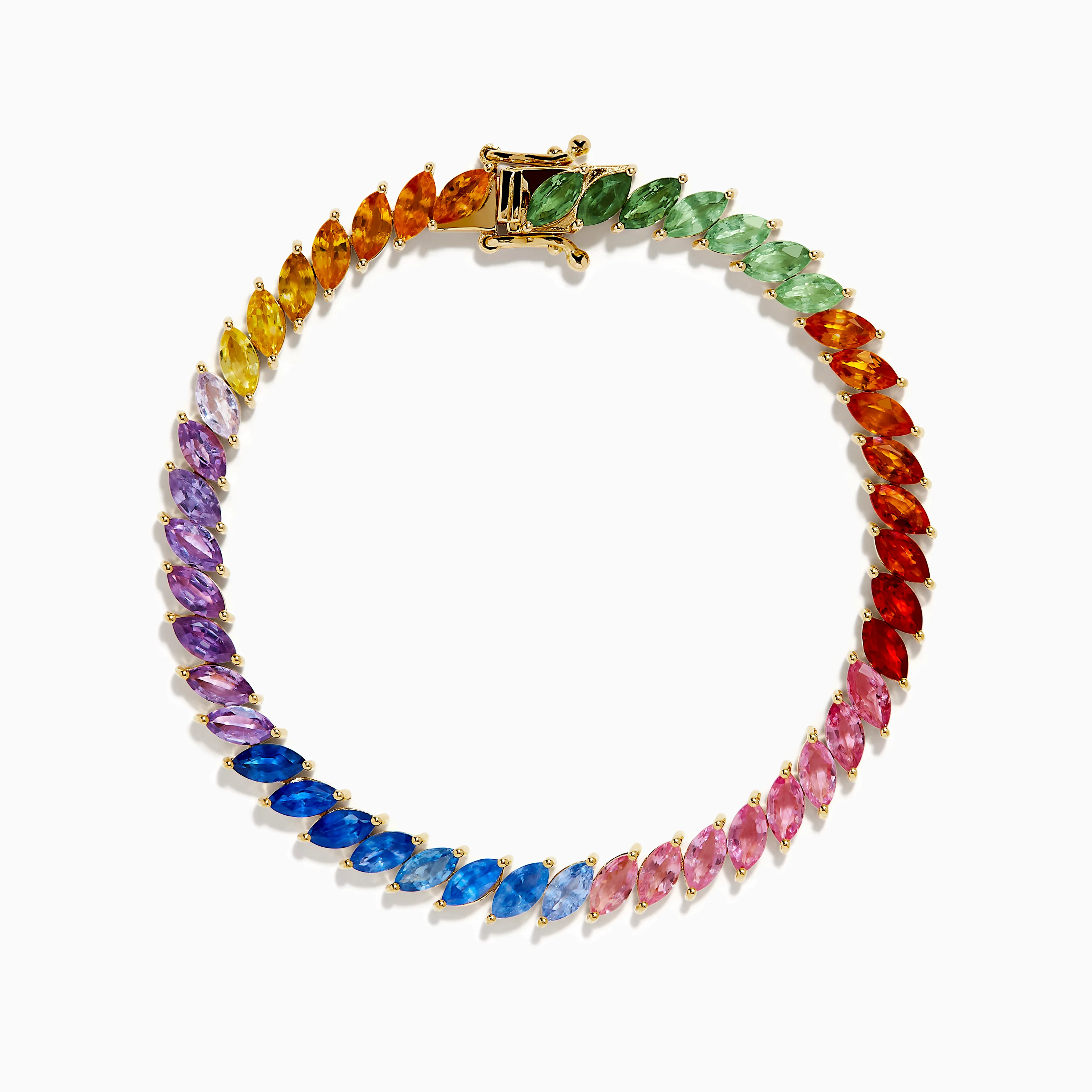 Watercolors 14K Yellow Gold Multi Sapphire Marquise Tennis Bracelet - Image 3